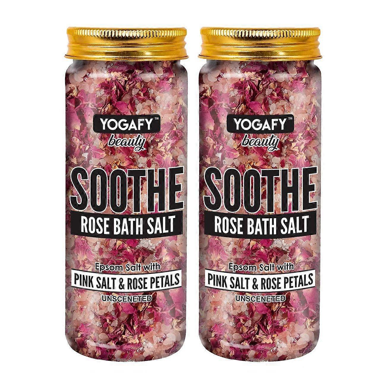 Успокаивающая Розовая соль для ванны (2 х 250 г), Soothe Rose Bath Salt Set,  YOGAFY