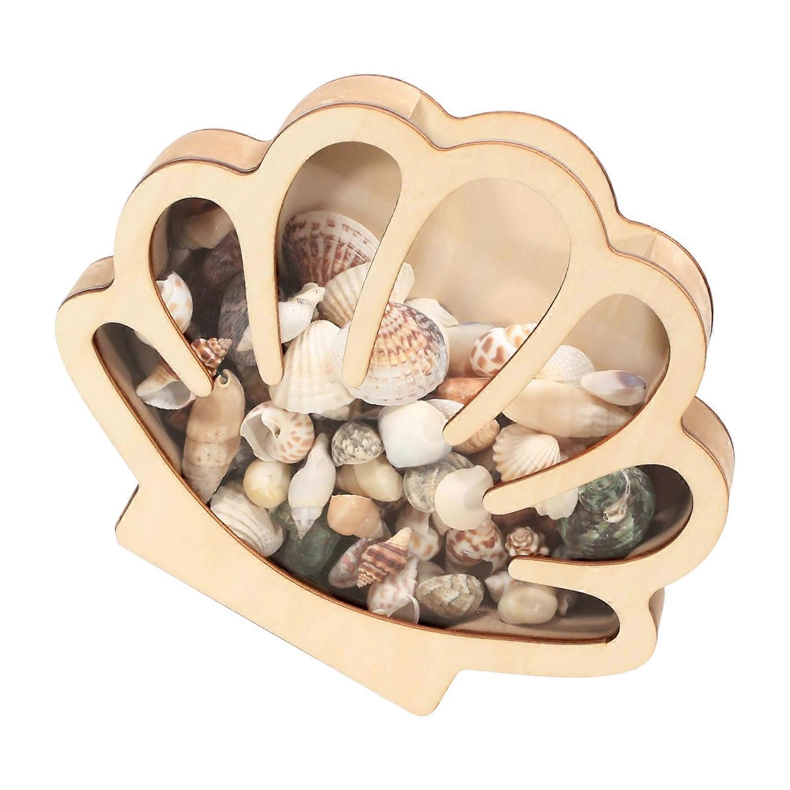 Natural Wood Shell Shapeds Organizers Smooth Finisheds Design For Key Coin And Party Favors Storage  Wooden
