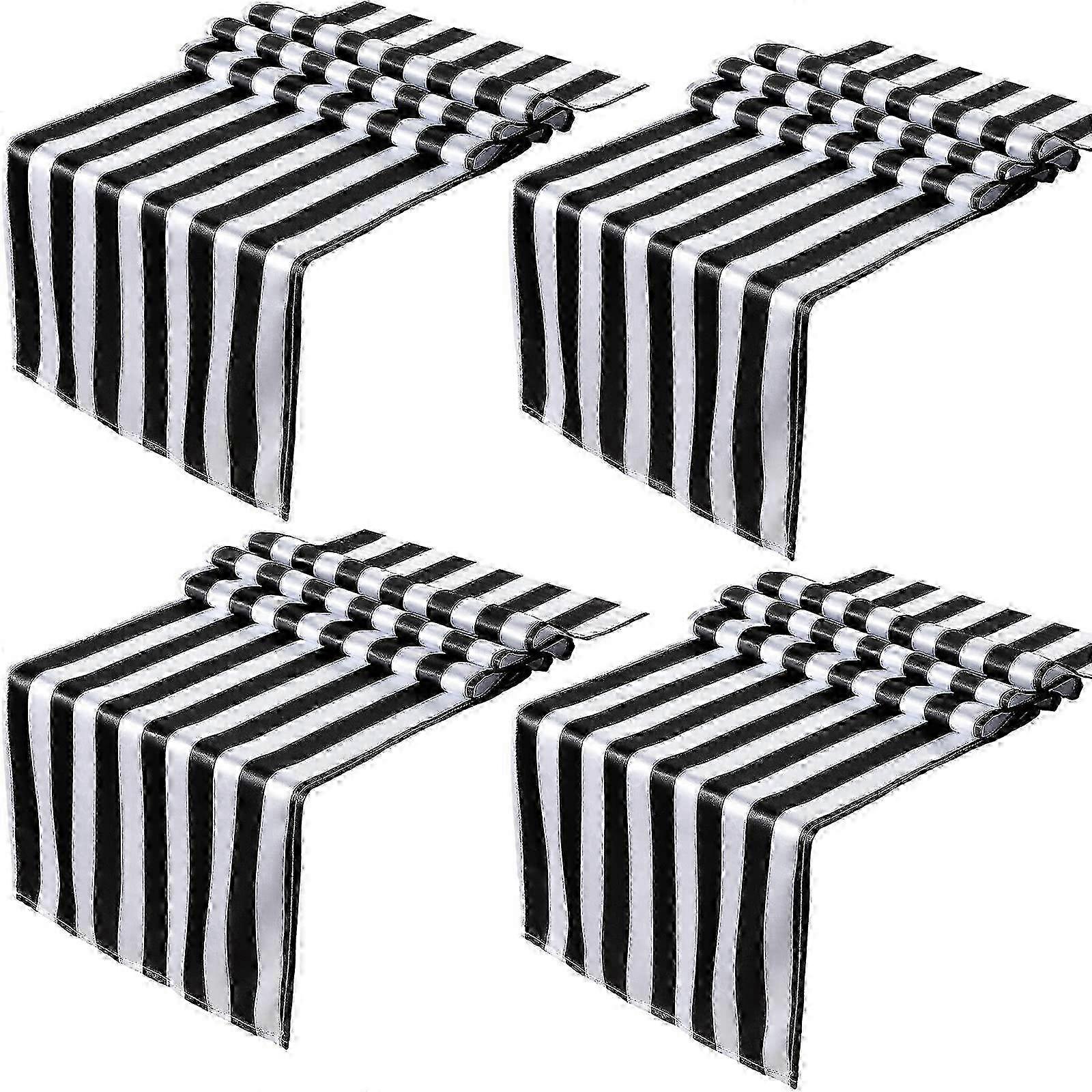 4 pcs Black and White Striped Table Runner