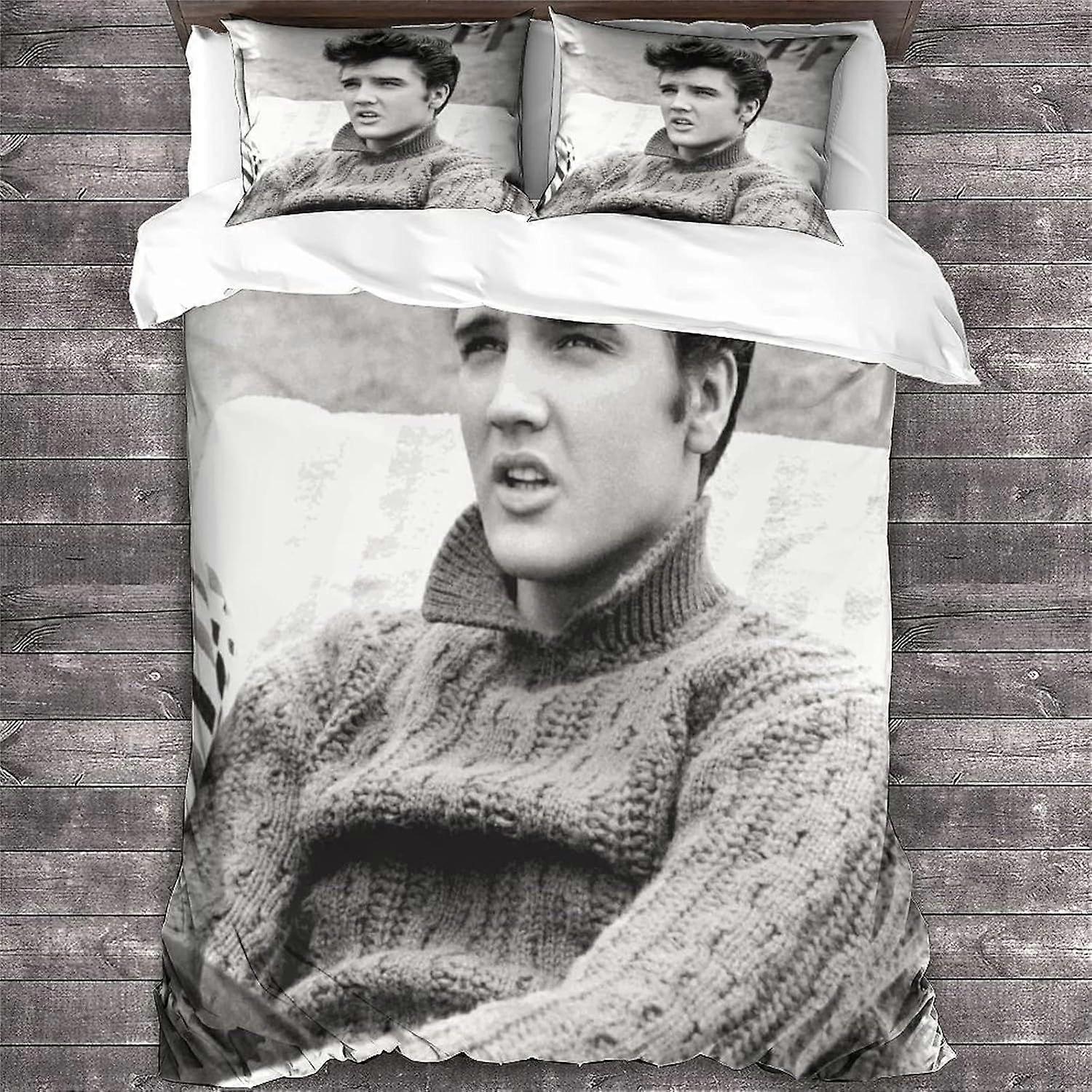 Elvis Presley sängkläder för flickor pojkar sångare mönster täcke överkast överkast 3 delar rock 'n' roll påslakan set för säng king