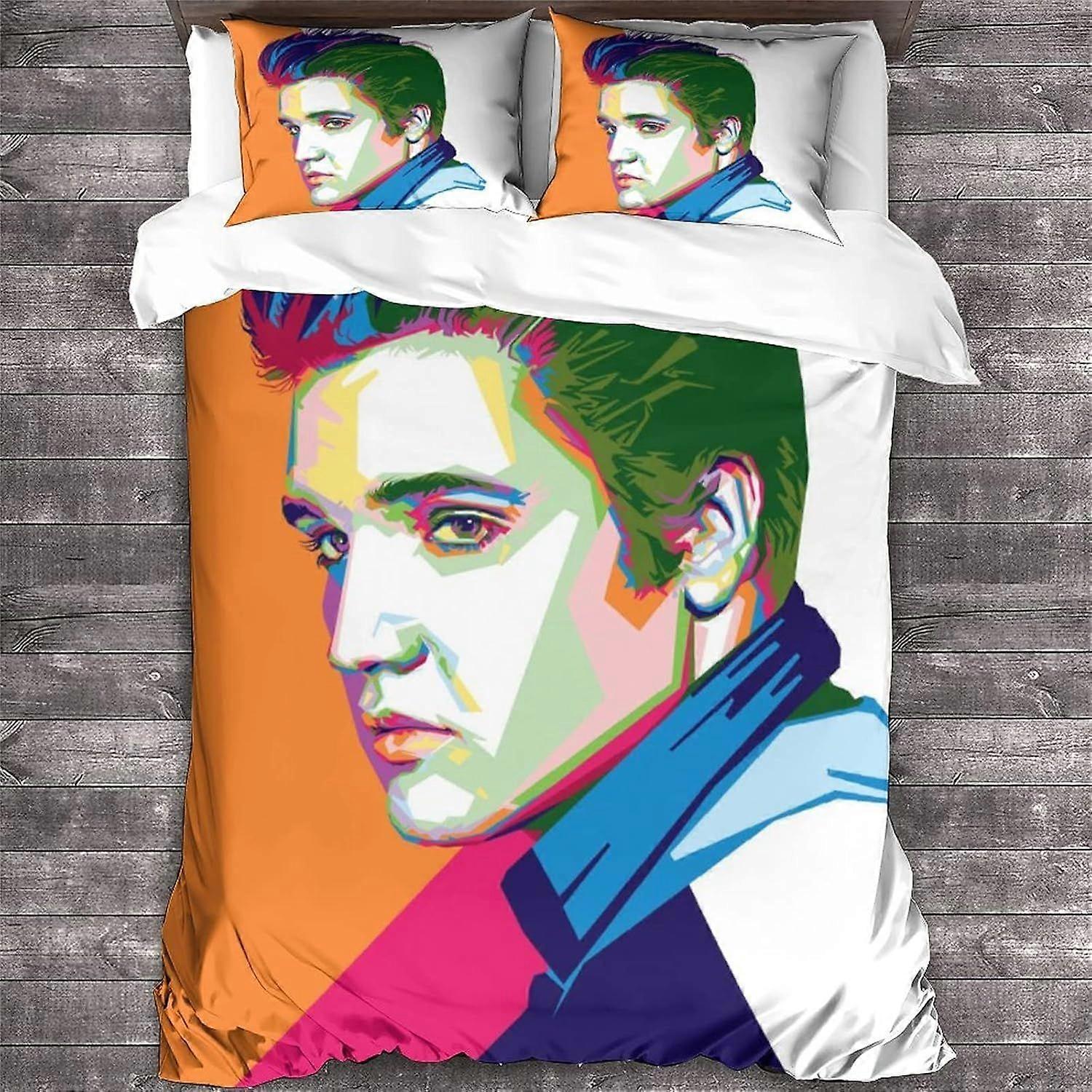 Elvis Presley Cama edredom Capa 3D Rock 'n' Roll Impresso Edredom Capa com zíper, Singer Cama Dupla