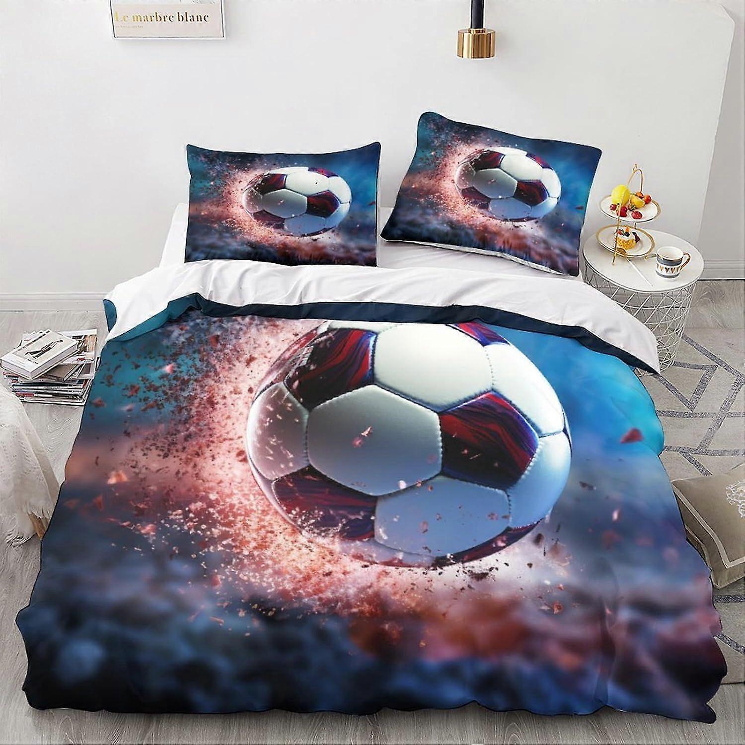 LikeEj Futebol bola Edredom Capa Futebol Roupa de cama Set Edredom Capa Esporte Padrão Colcha Decoração Quarto Duplo