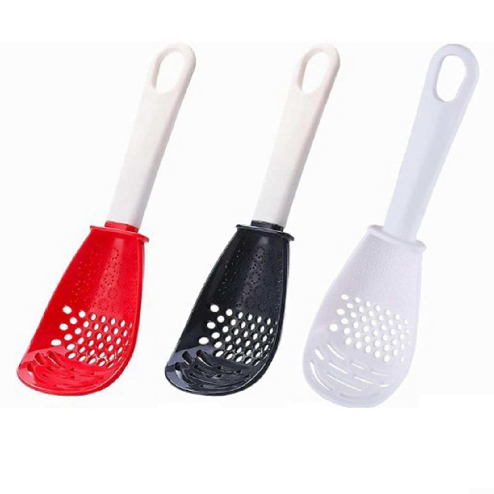 3 Pack Silicone Cooking Spoon Set for Draining, Mashing, Garlic Grating, SpaceSaving Kitchen Utensils