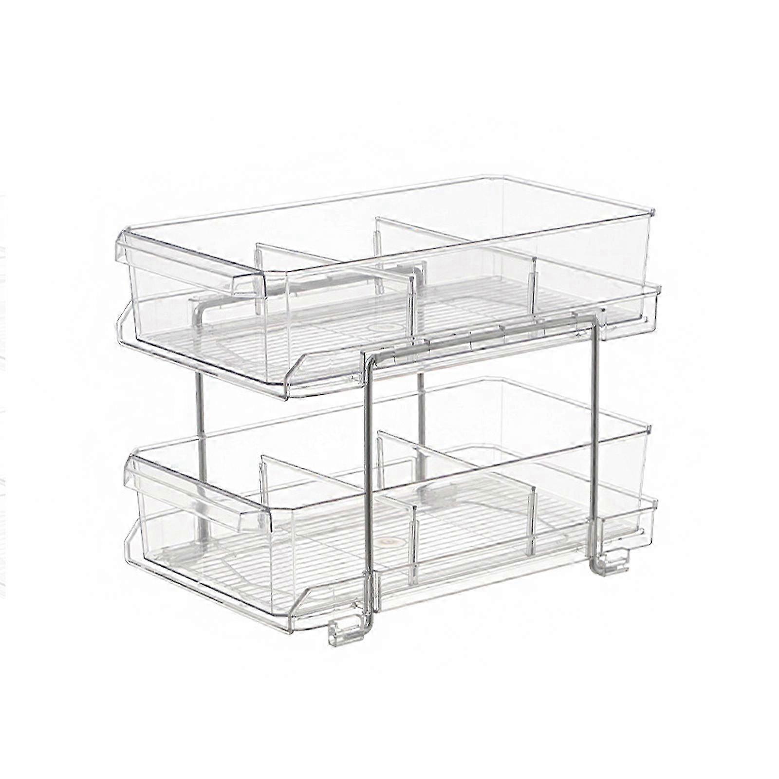 2Pcs/Set Under Sink Storage Shelf 2-Tier Extendable Rack Shelf Adjustable Organizer 26s