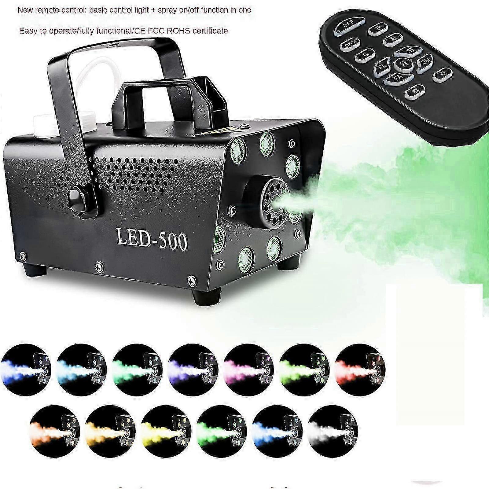 Fog Machine, Smoke Machine with 13 Color Controllable Lights, Automatic Fog Machine Outdoor with 1 Wireless Remote Controls, 500W Fog Machine Perfect