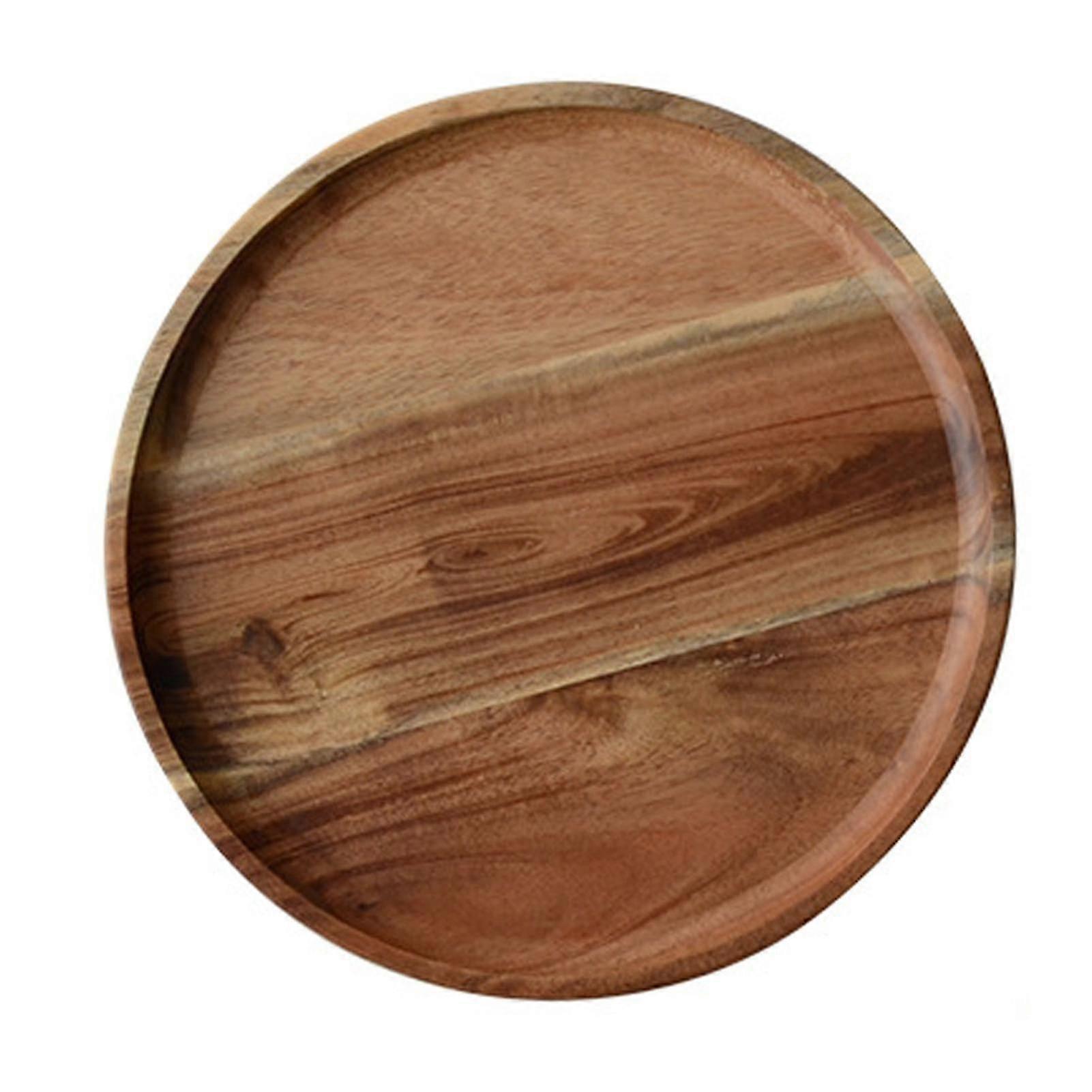 Snack Plate Round Shaped Space-saving Wooden Sandwich Bread Tea Tray Tableware