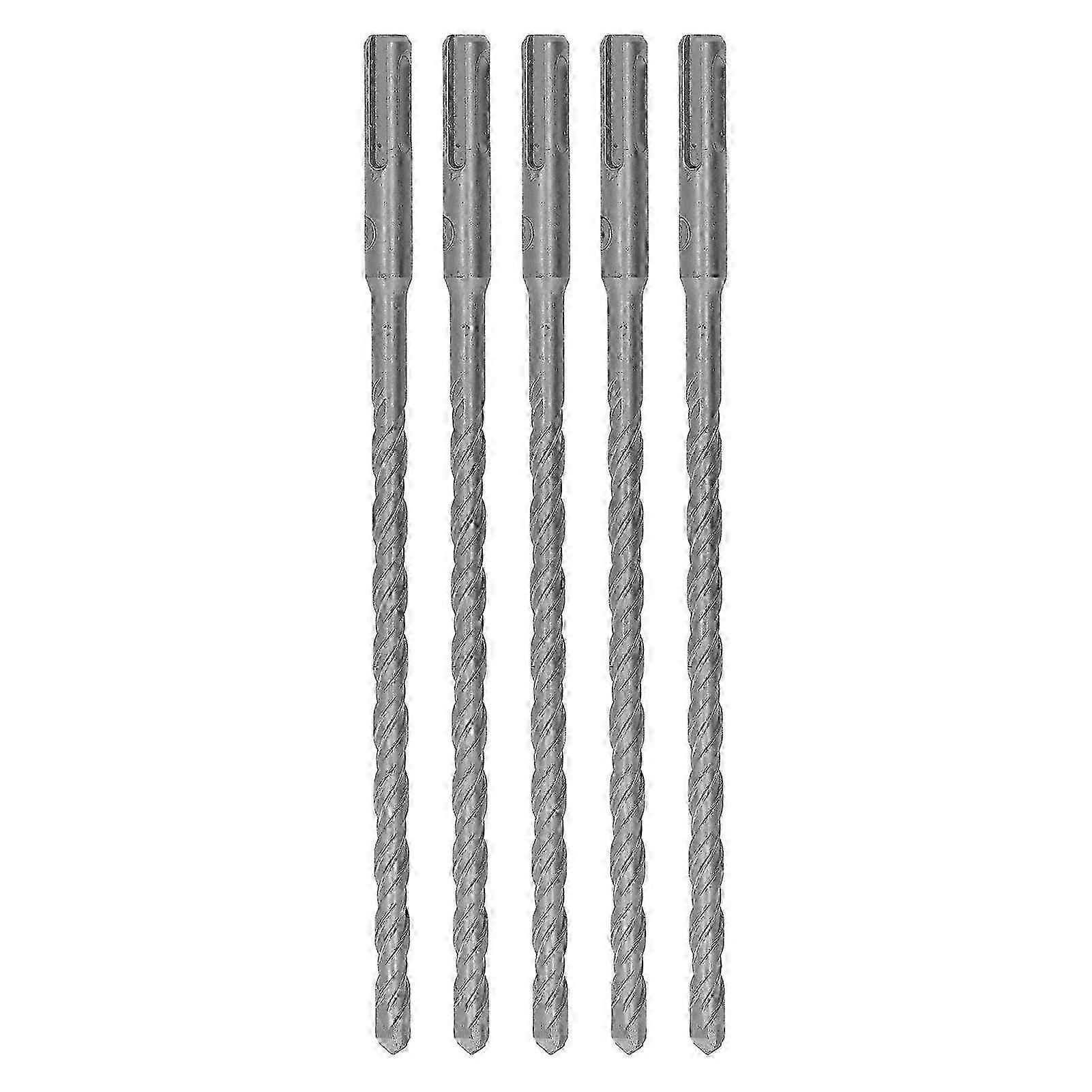 f 5PCS Impact Drill Bits with Carbide Tip Rotary Hammer Bit 2 Flute Spiral Bits for Brick Concrete 210mm 8mm / 0.31in