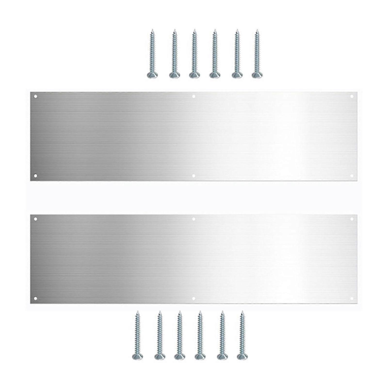 2 peças de placa de proteção retangular em aço inoxidável para portas, com furos e parafusos, para portas dianteiras e traseiras. Multicolorido.