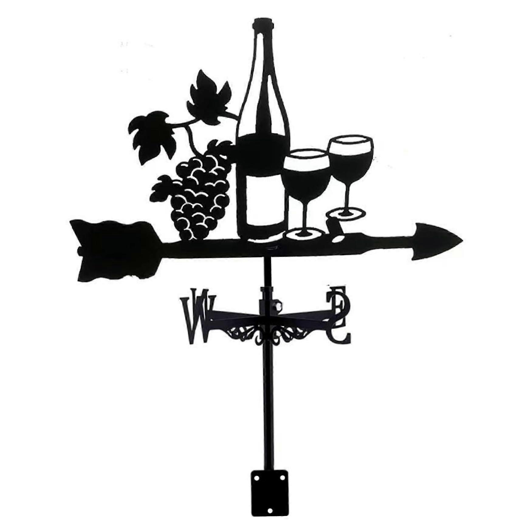 Garden Weather Vane Metal Wind Direction Indicator with Grape Wine Design for Sheds and Outdoor Use