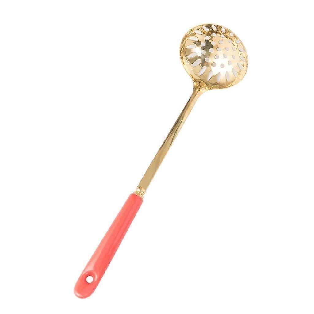 Stainless Steel Serving Spoon Set with Ceramic Handle, Long Handle Strainer for Hot Pot