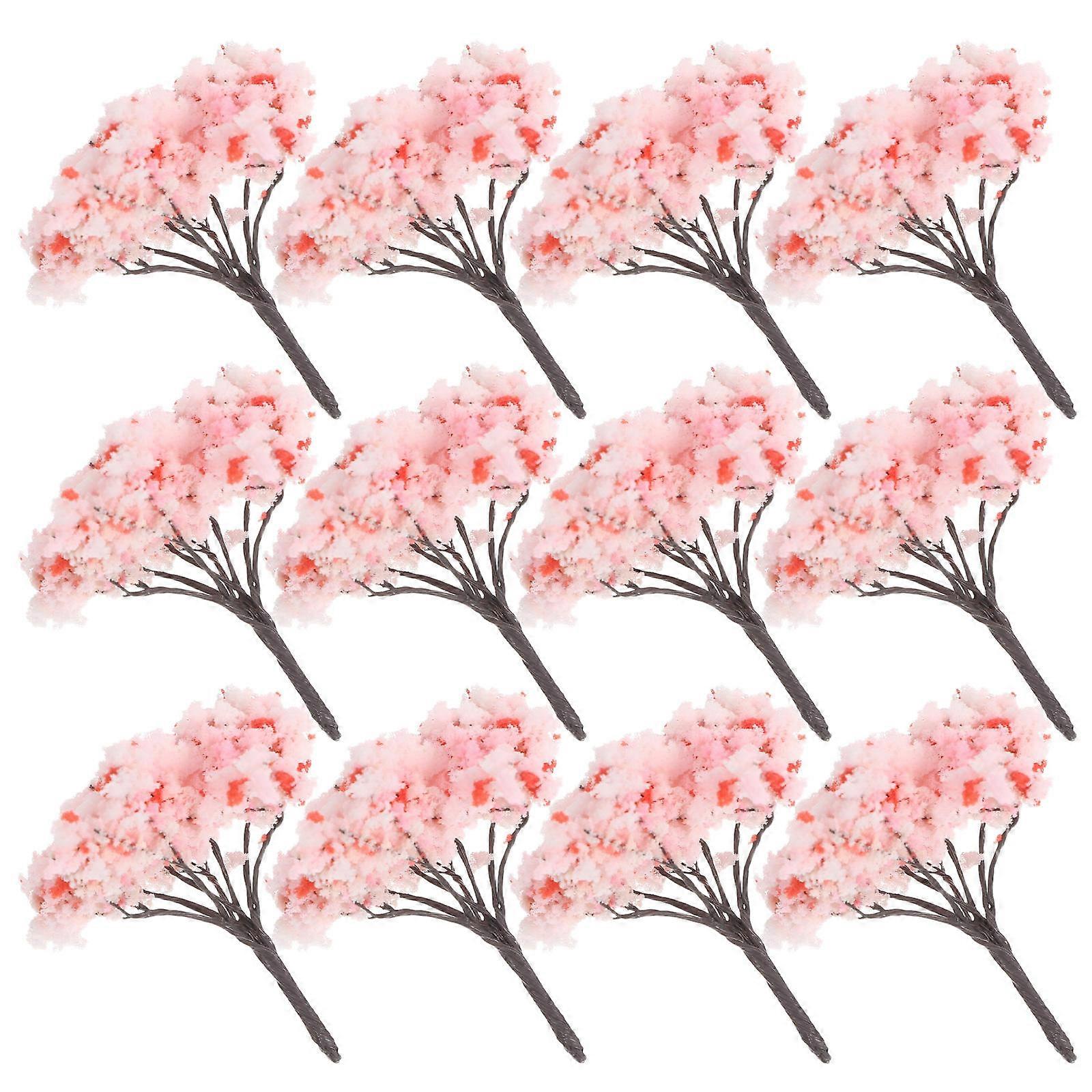 Miniature Cherry Blossom Trees for Diorama Use 12Pcs Pink Model Micro Landscape
