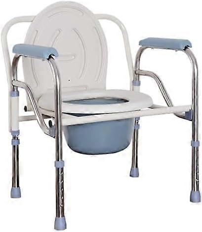 Folding Bedside Commode Chair Adjustable Height Stainless Steel With Bucket For Home Use