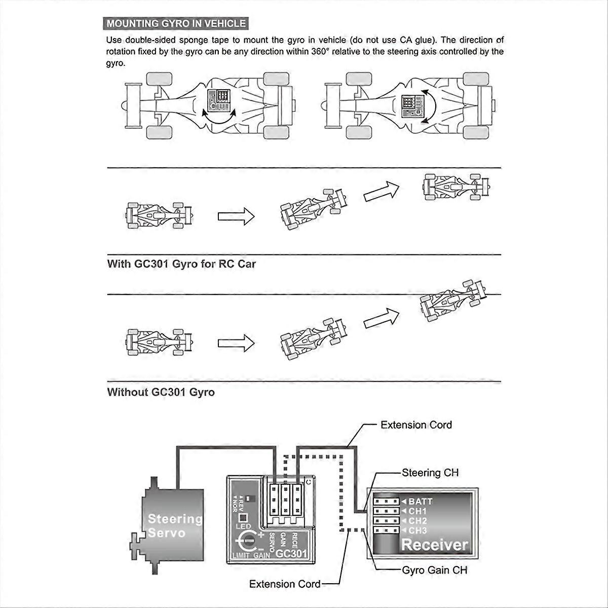 GC301 4-8.4V Mini Gyro Sensor Gyroskop för K969 RC Bil