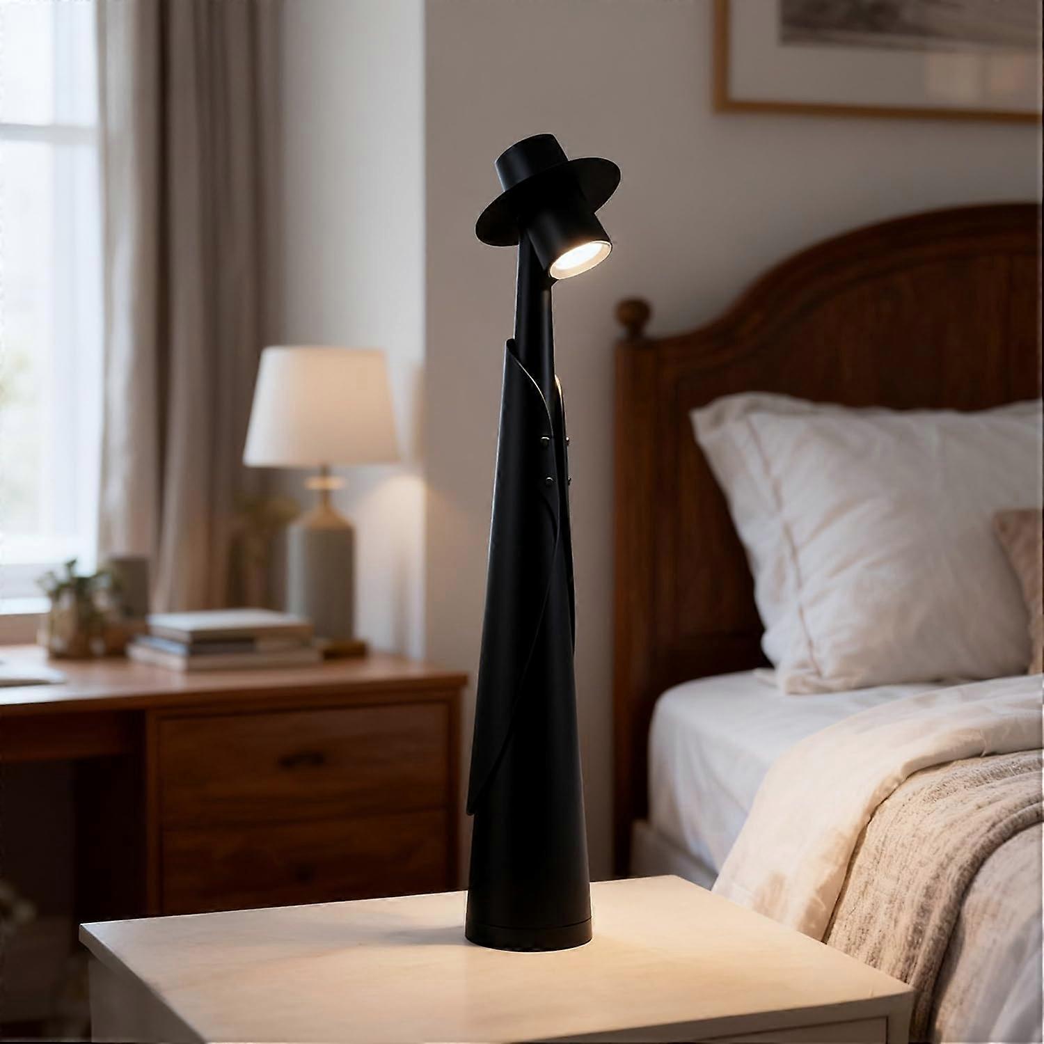 Cordless Table Lamp with Touch Dimming, TypeC Fast Charging LED Light for Bedroom and Restaurant – Black