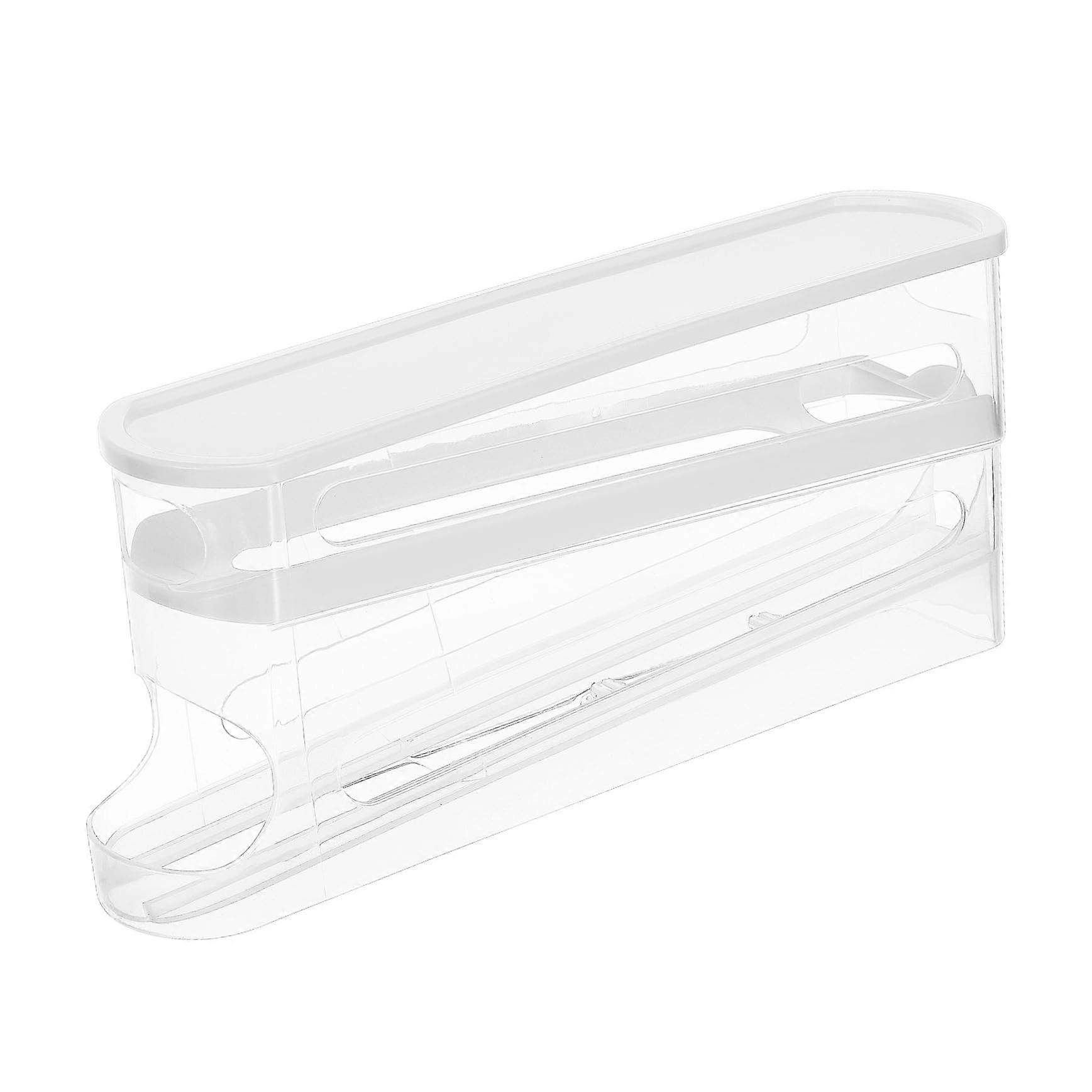 Automatic Rolling Egg Holder and Dispenser with Clear Tiered SpaceSaving Design for Refrigerator