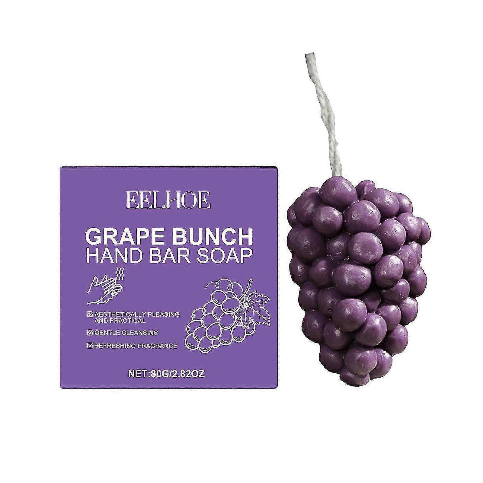 Handcrafted Grape Bunch Soap - Grape Soap On A Rope, Cold Process Bath Soaps,Handmade with Fresh Vine Grapes Essence - Perfect for Skin Hydration
