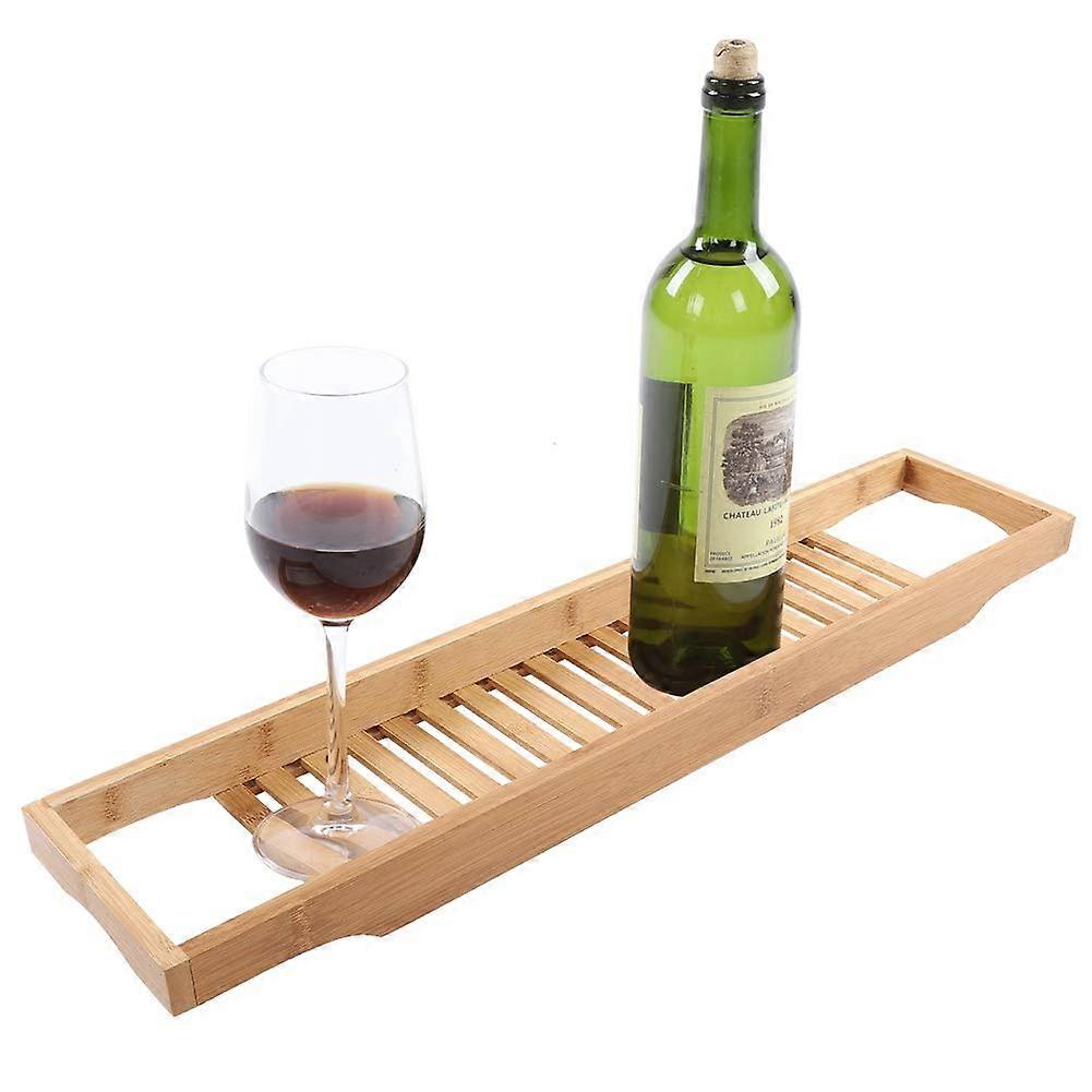 Bathtub Tray with Wine Glass Holder, Expandable Bath Caddy for Large Storage and Universal Fit