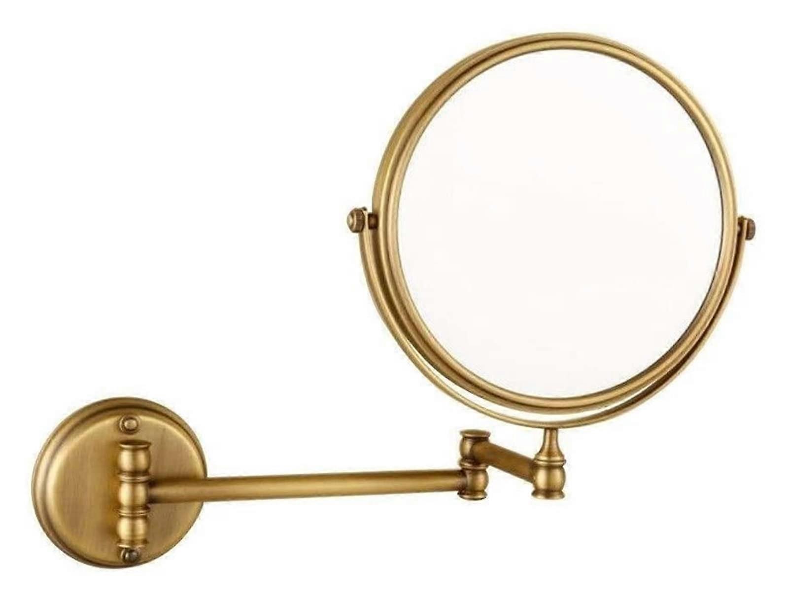 Wall Mounted Makeup Mirror 3x Magnification Double Sided 360° Rotation Foldable Arm Copper Antique