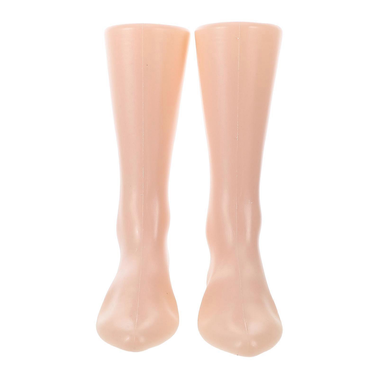 Beige Plastic Foot Mannequin for Socks Display 2Pcs Shoe Display Tool