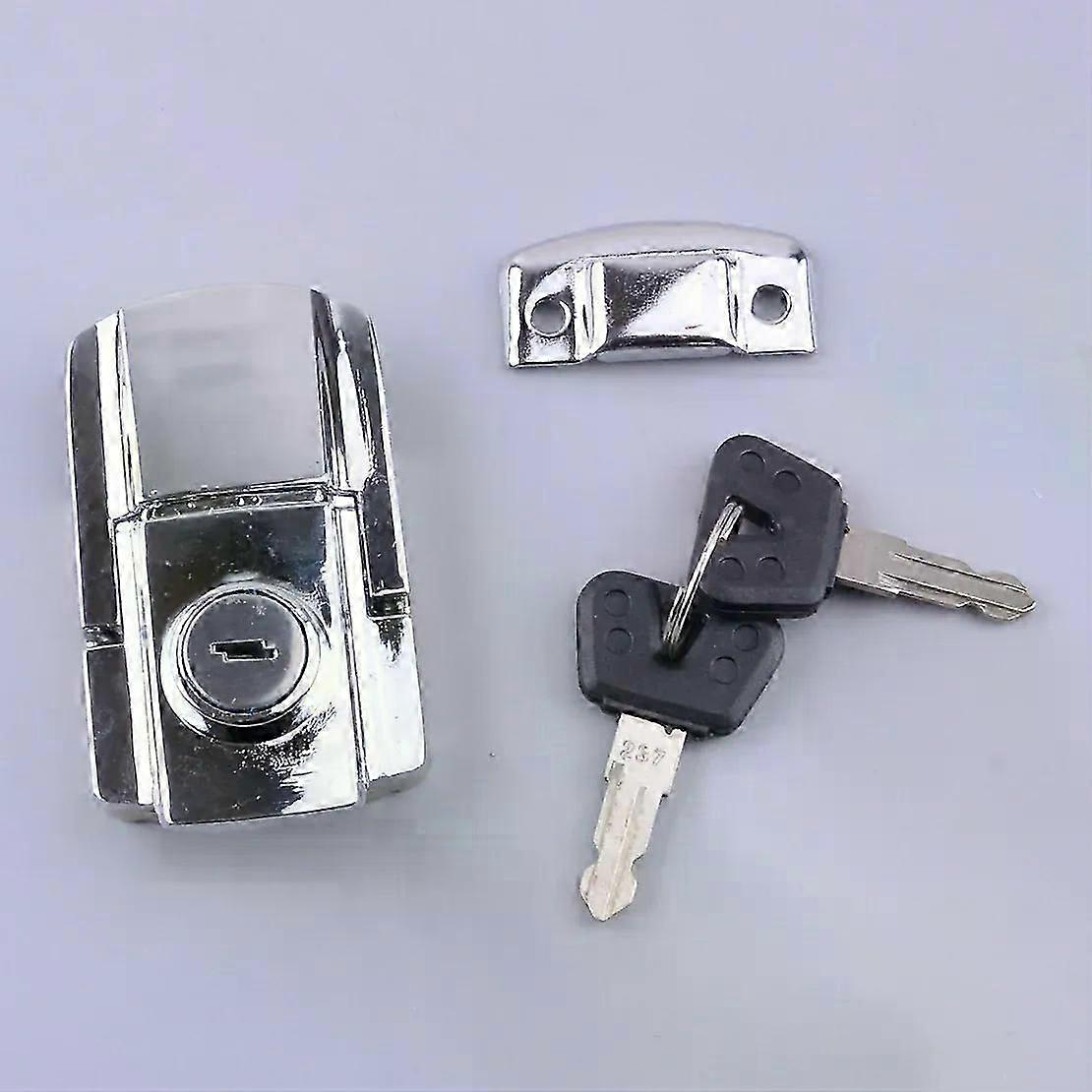 New Silver Motorcycle Tail Box Storage Case Rear Trunk Luggage Lock With 2 Keys Fit For Big Sheep Replacement