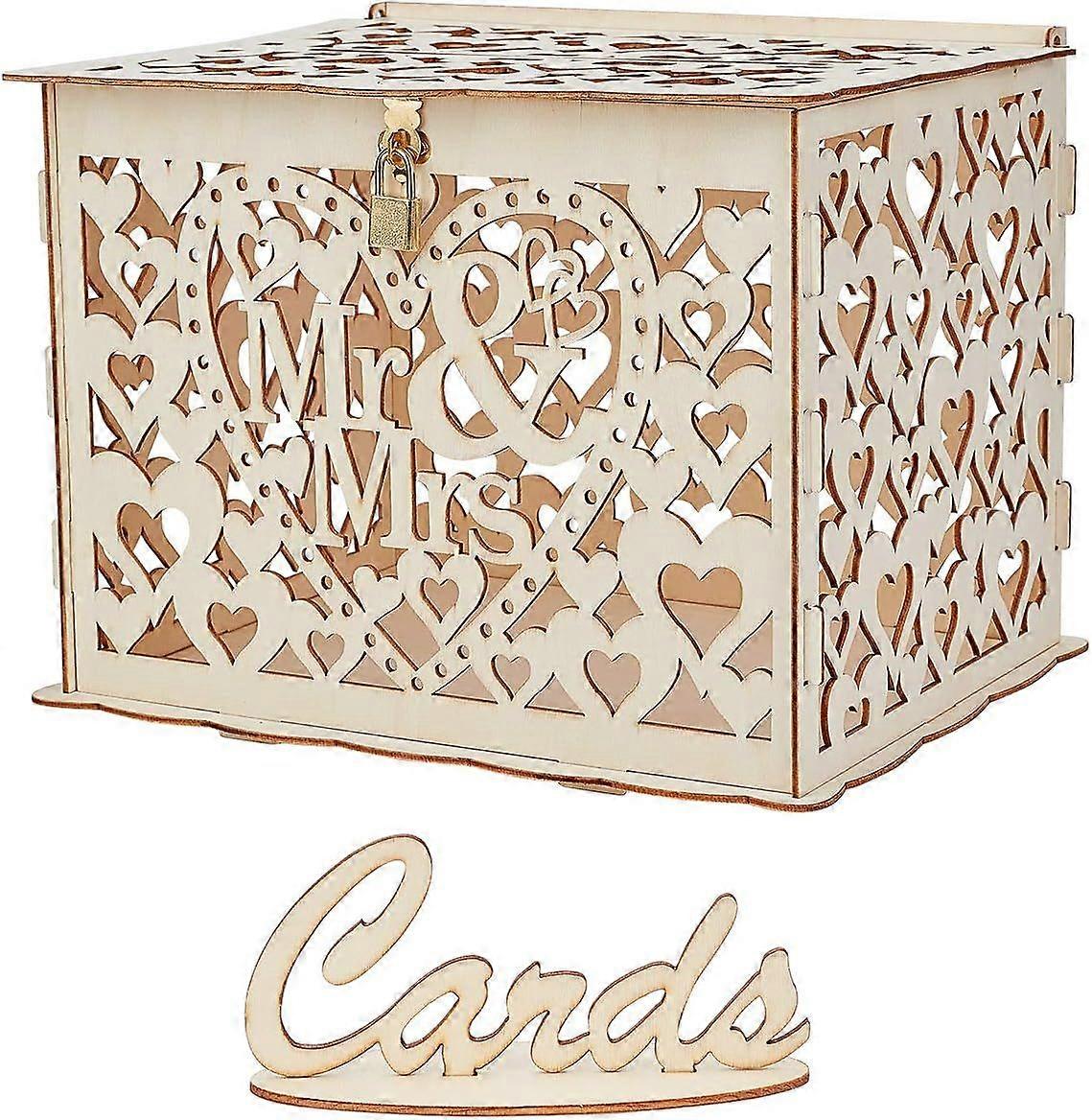 Wedding Card Box Rustic Card Box with Lock Catch Clasp Large Capacity Perfect for Weddings Baby Showers Birthdays Graduations
