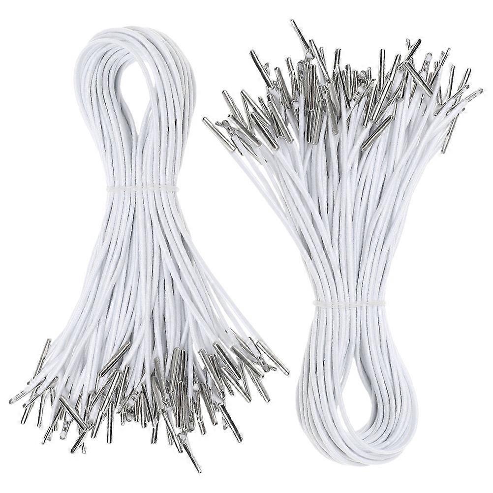 White Elastic Cord with Metal Ends for Mask Making Handmade 200Pcs