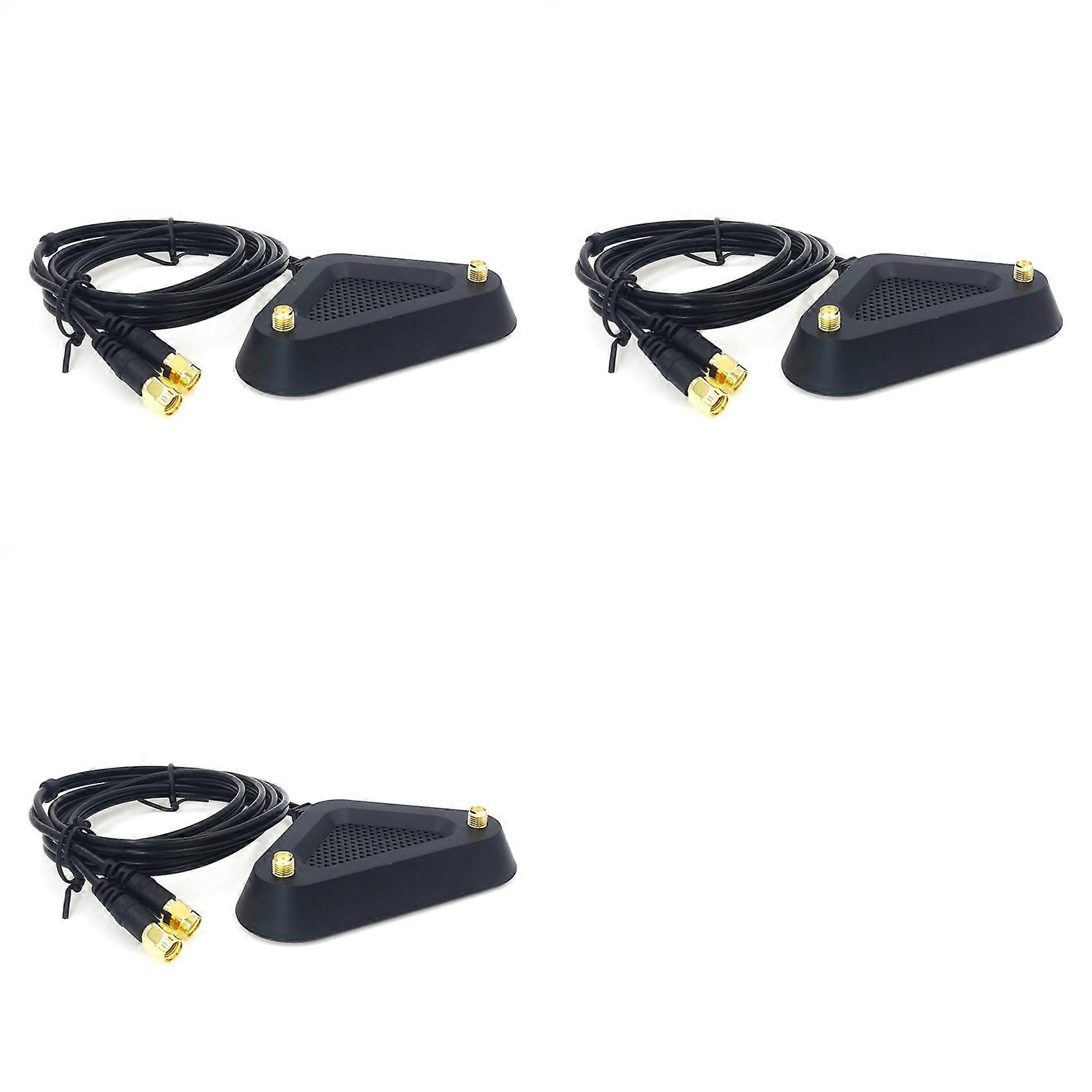 3X 2.4G/5G Dual Frequency Extension Cable Antenna Wifi Router Network Card Connector Adapter Magnetic Suction Base