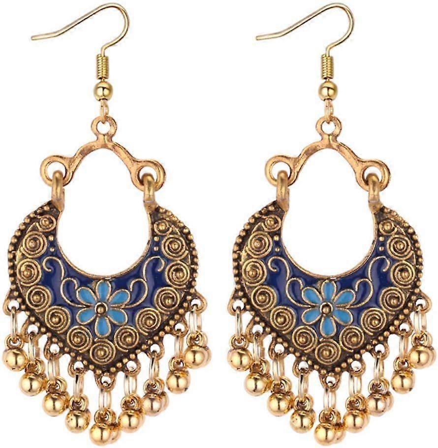 Vintage Boho Statement Drop Dangle Earrings Bohemian Ethnic Handmade Beaded