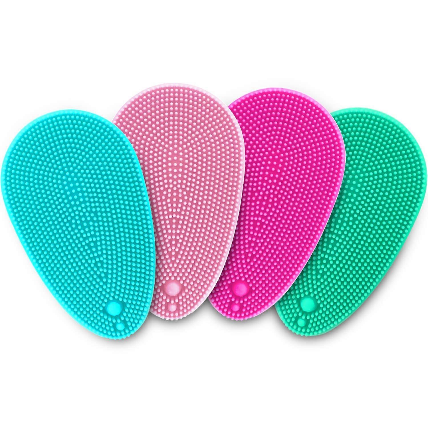 Silicone Face Scrubber and Facial Cleansing Brush 4 Pack for Deep Pore Cleaning and Gentle Exfoliation