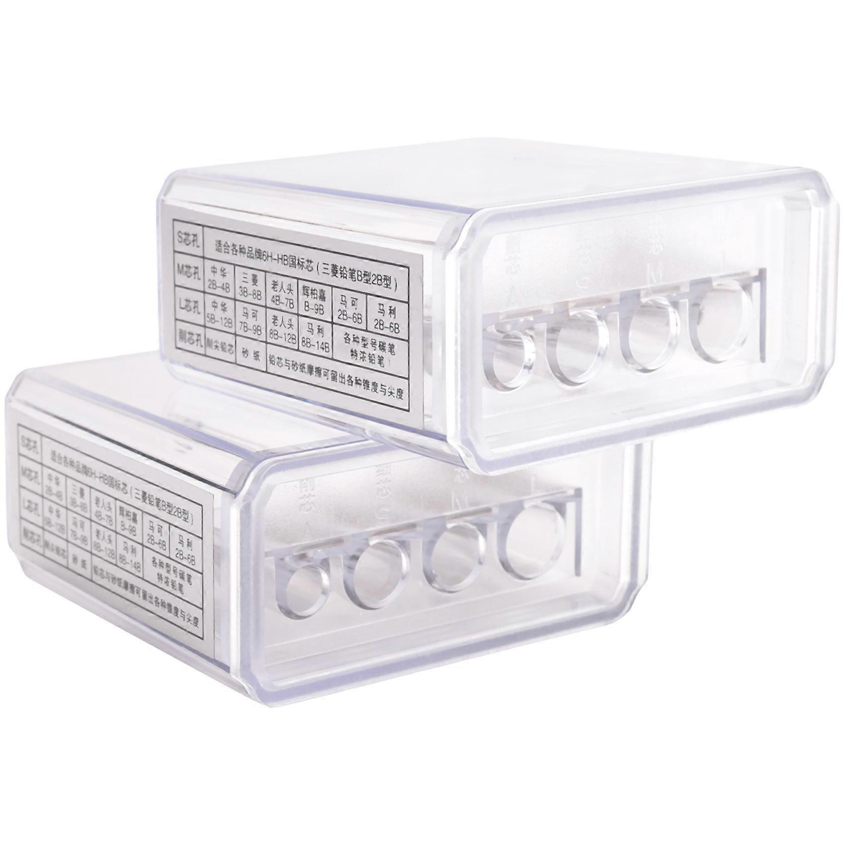 2 Pcs Carpenter Pencil Sharpener Long Point Manual Pencil Sharpener with Plastic Lid 4 Holes Handheld Pencil Sharpener