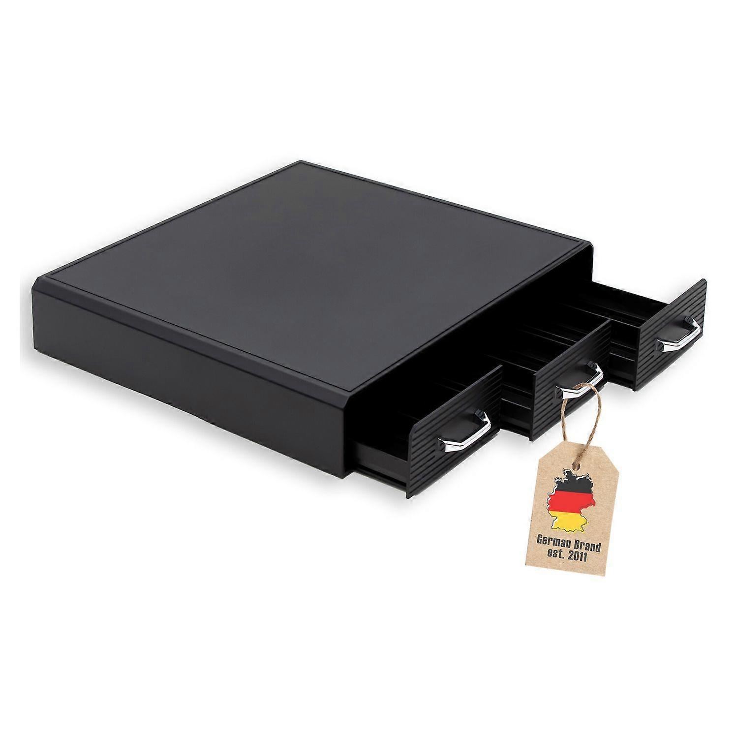 Box na kávové kapsle Krabice se 3 zásuvkami Kompatibilní s Nesspresso (48 kusů) nebo K-Cup (36 kusů) Úložný box pro většinu kávových kapslí 34,2 x 32,6 x 6,4 cm