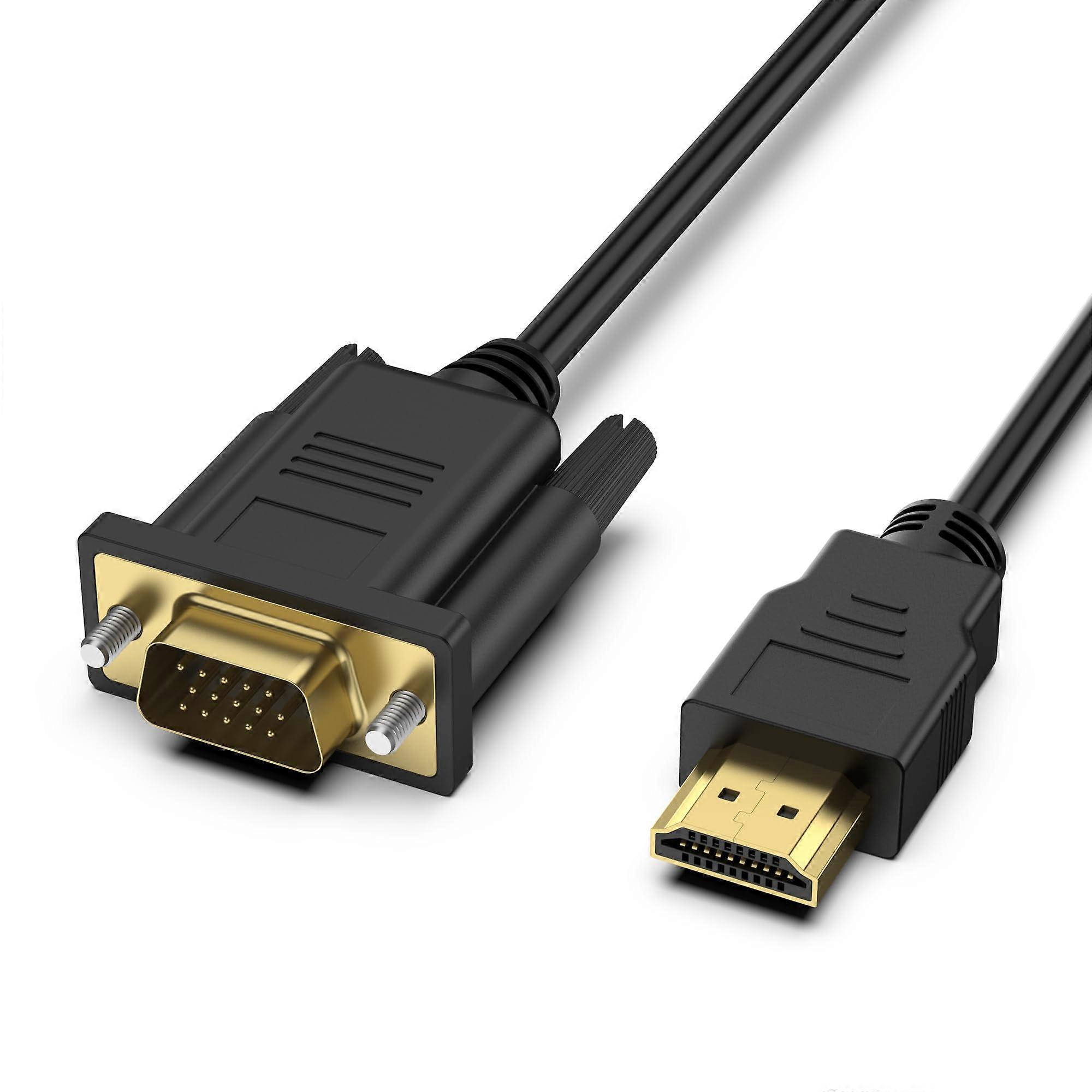 HDMI to VGA Adapter Cable 1080P 60Hz Gold Plated Connector for Laptop PC Monitor Projector 1.8m