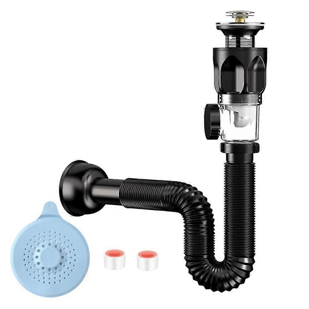 Leak Proof Bathroom Sink Drain Kit with Advanced Odor Blocking and Tool Installation