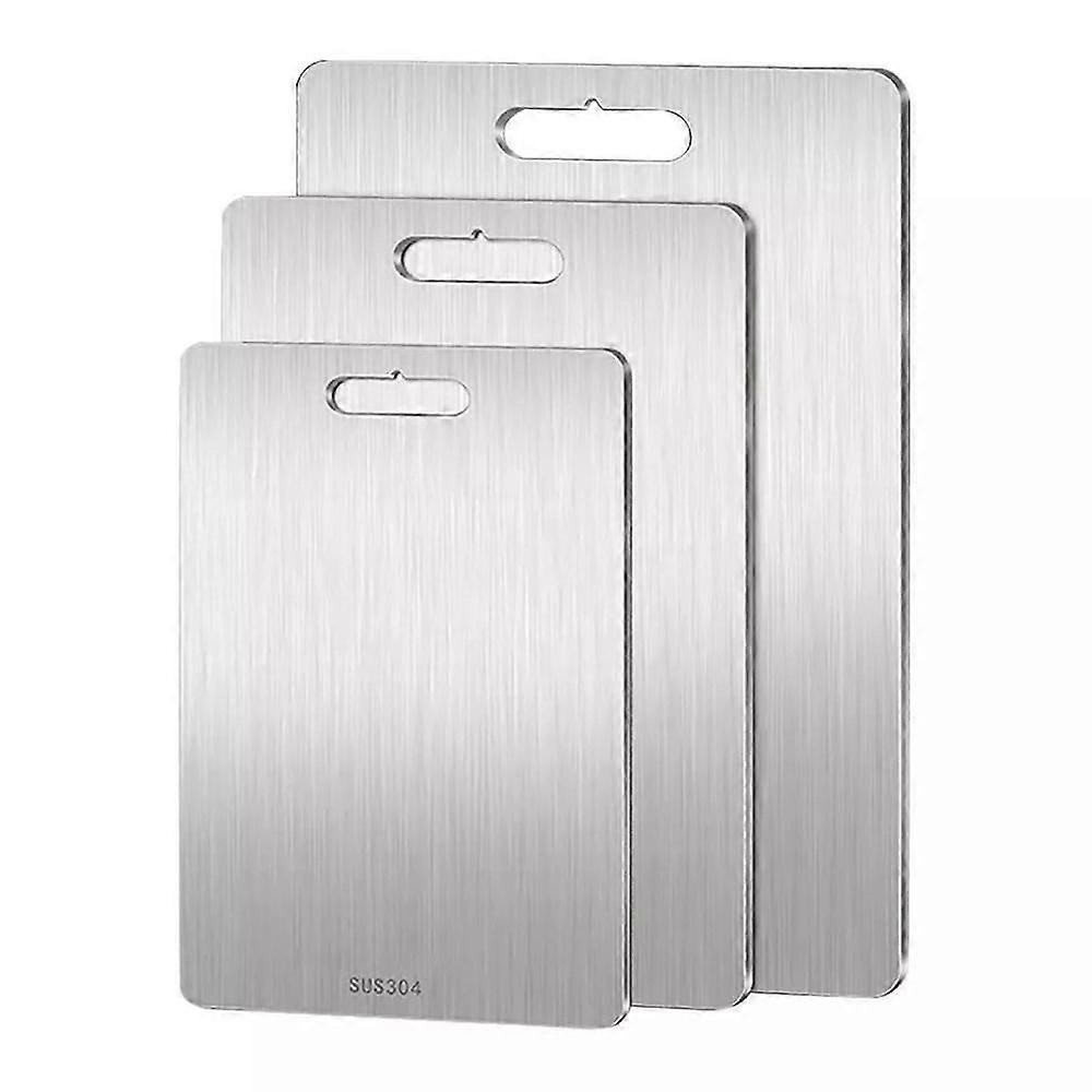 Double-Sided Titanium Kitchen Chopping Board with Stainless Steel Base