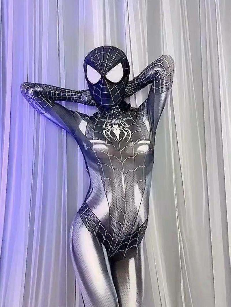 Costume de Cosplay Spiderman pour femmes, combinaisons de super-h��ros araign��e noire, body Sexy, tenues de f��te de carnaval d'halloween