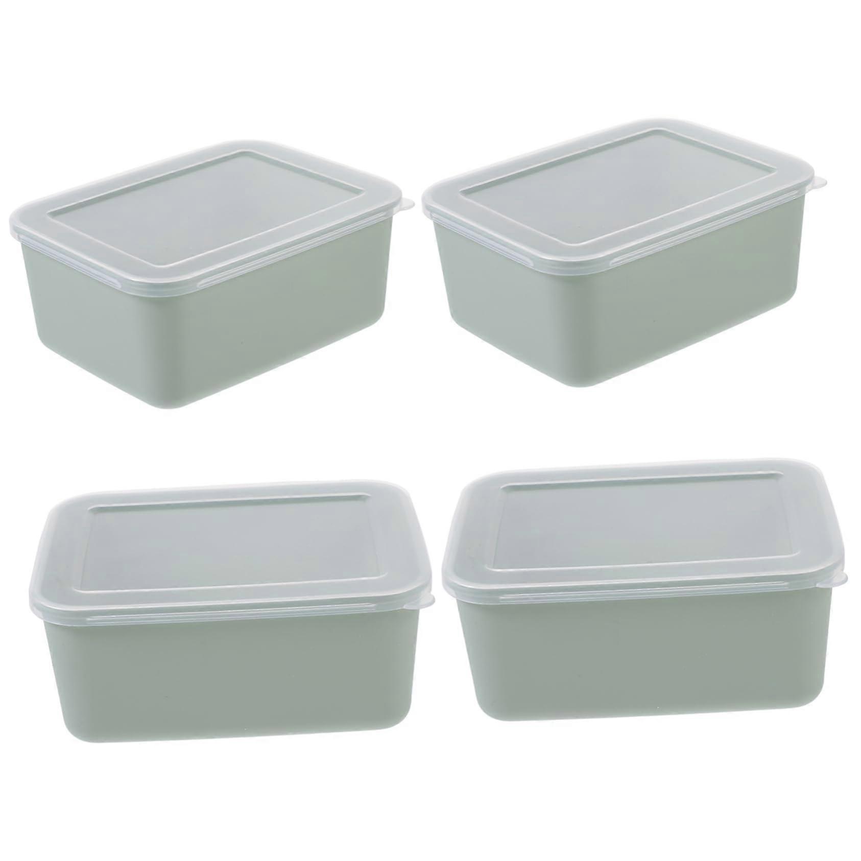 4Pcs Airtight Meal Prep Containers with Lids, Stackable Food Storage Boxes for Fridge, Mint Green