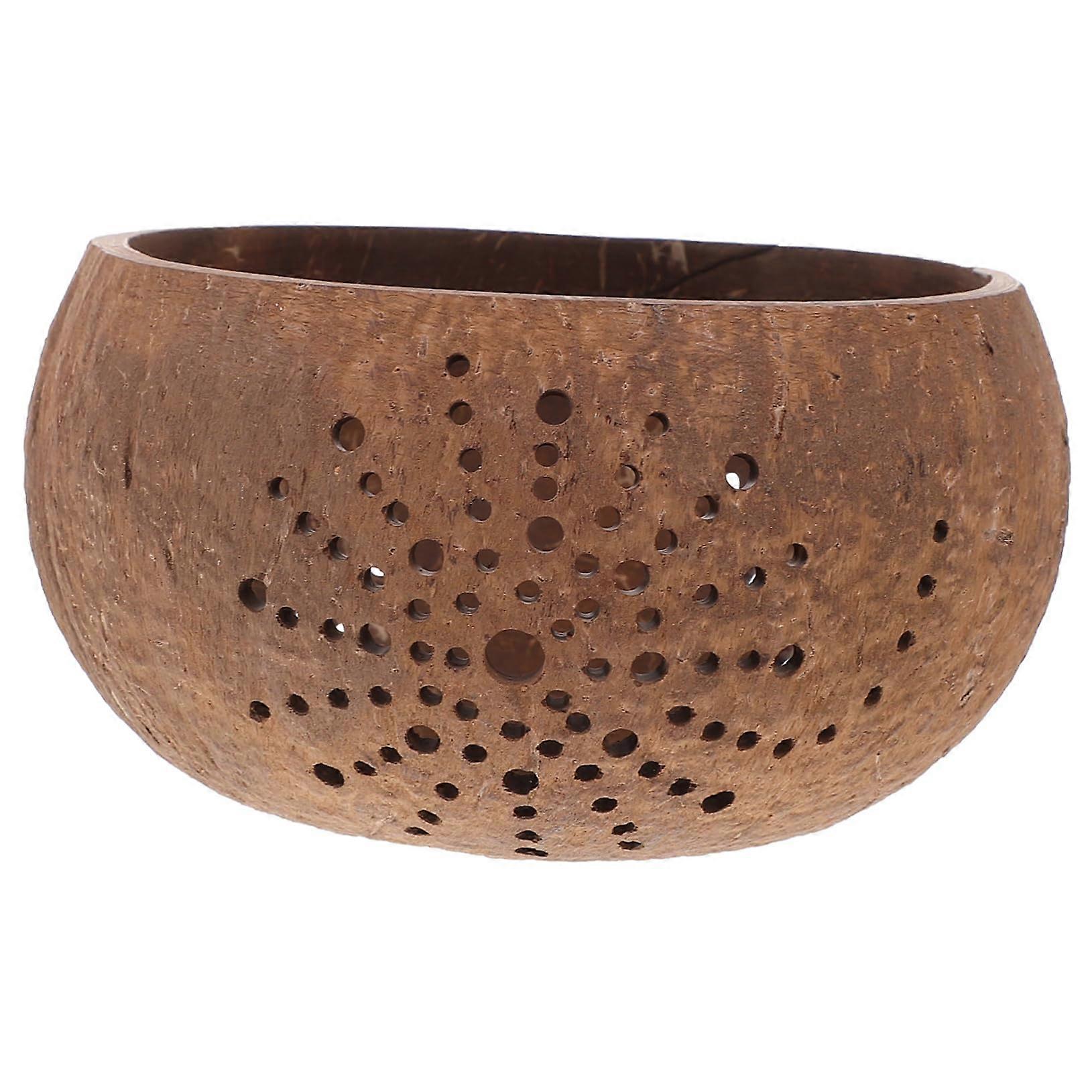 Coconut Shell Candle Jar with Elegant Hollow Design for Rustic Cottagecore Decor and DIY Candle Making