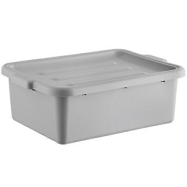 Storage Bin with Lid, Stackable Plastic Container, Large Gray Utility Box, 20W x 15L x 7H