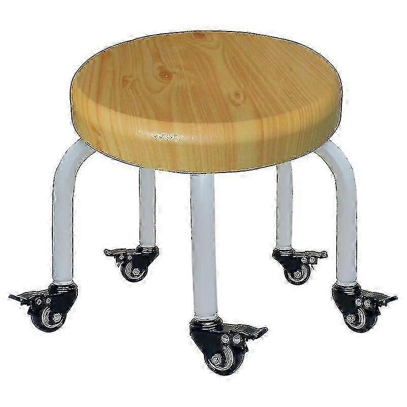 Pulley Solid Wood Stool, Round Plate Low Stool, Universal Wheel Foot Stool