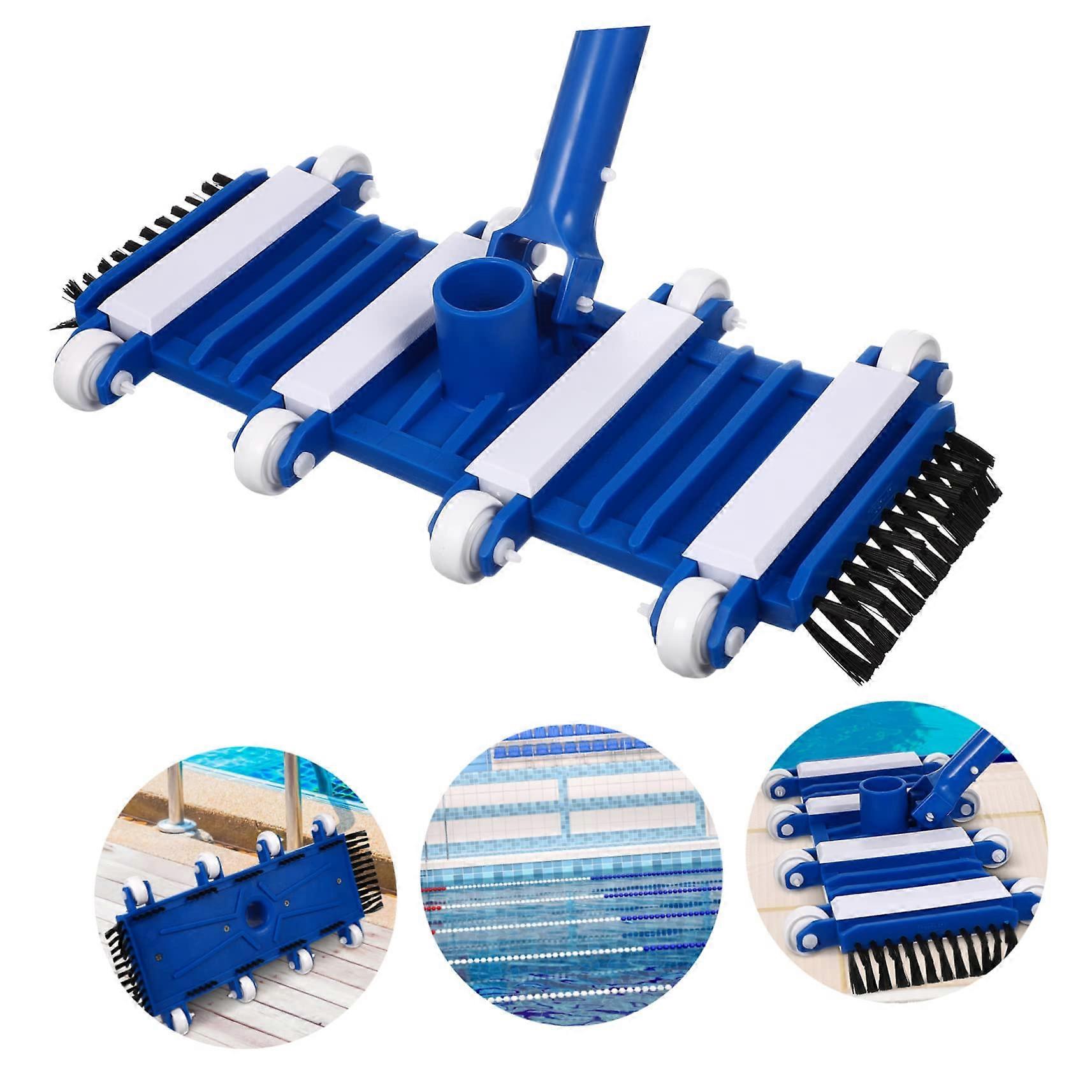 Heavy Duty Pool Vacuum Head with Brush, Flexible Handle for Efficient Debris and Leaf Removal