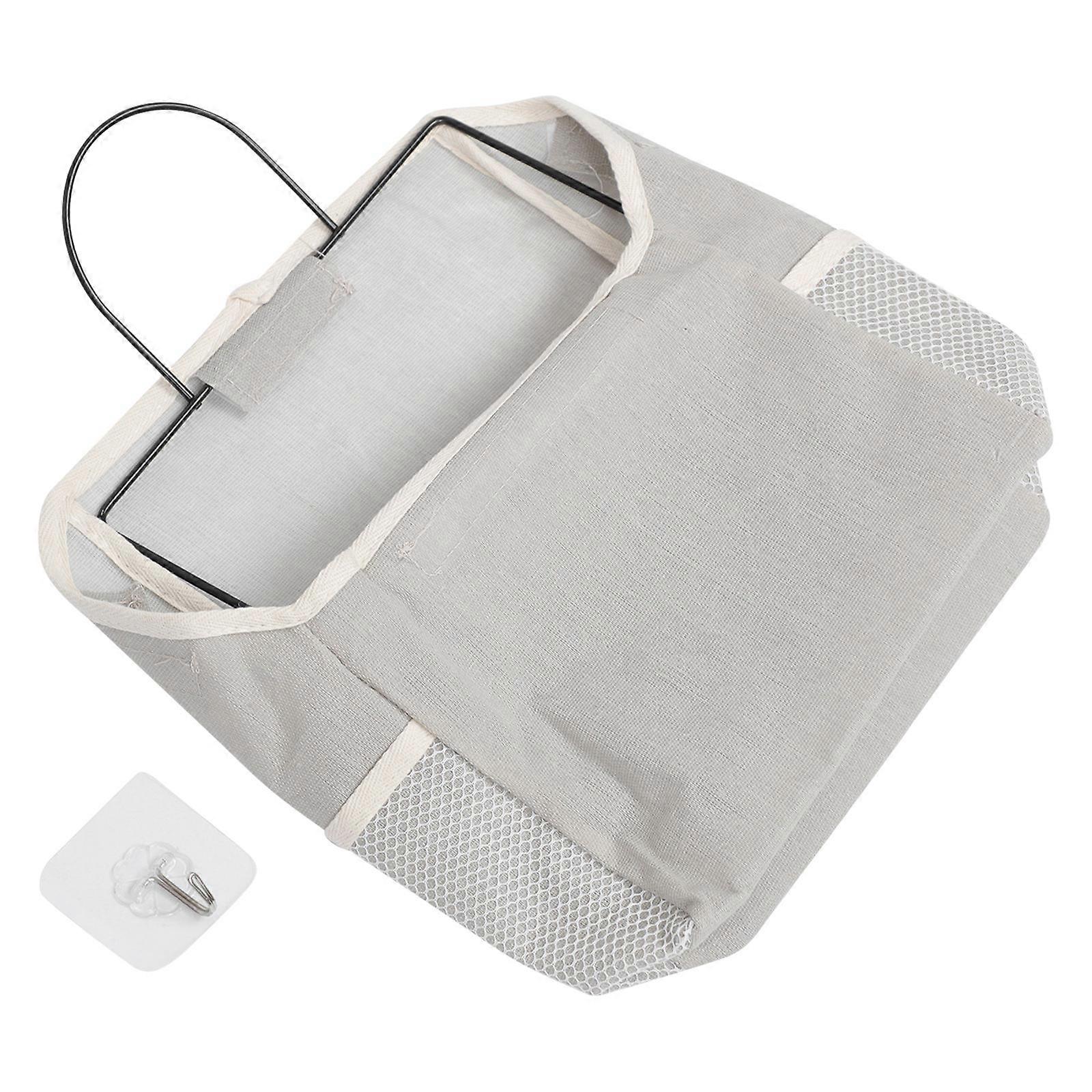 Home Storage Bag for Wall Hanging Storage Pouch 1Pcs Grey Canvas Material