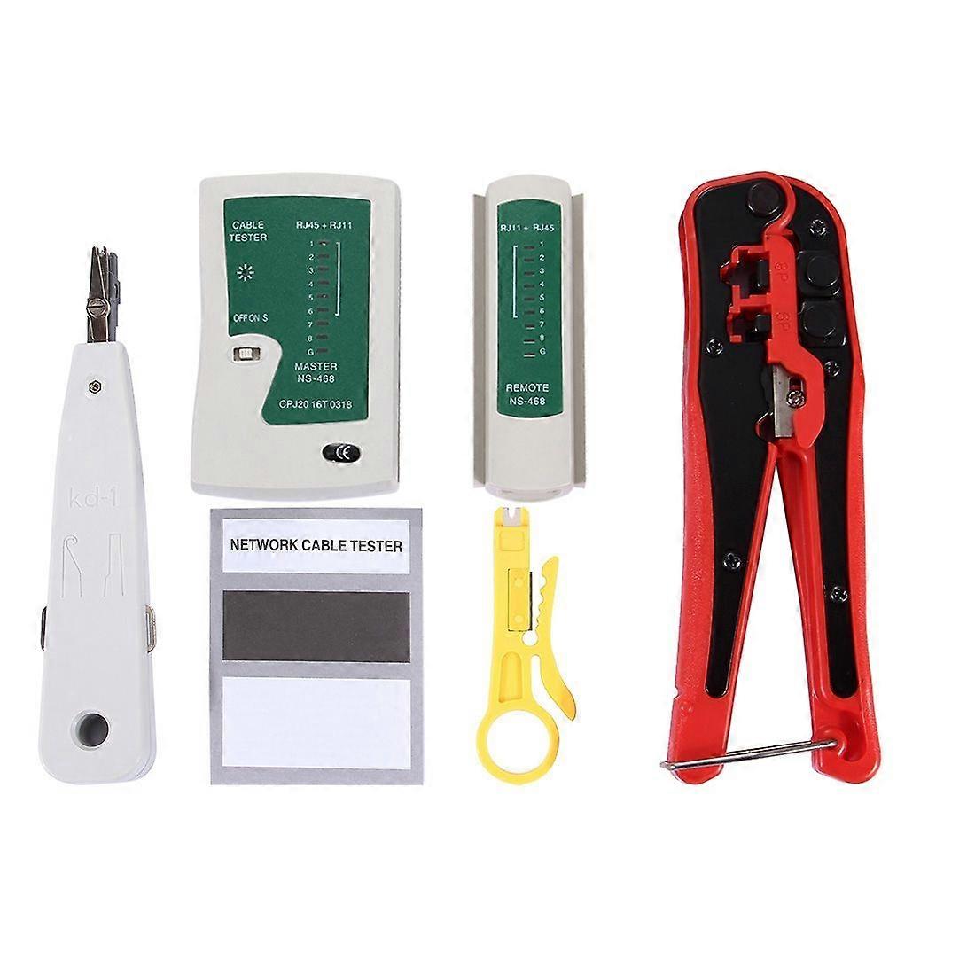 Crimping Stripper Punch Down Wire Line Detector Ethernet Network Cable Tester Tools Kits