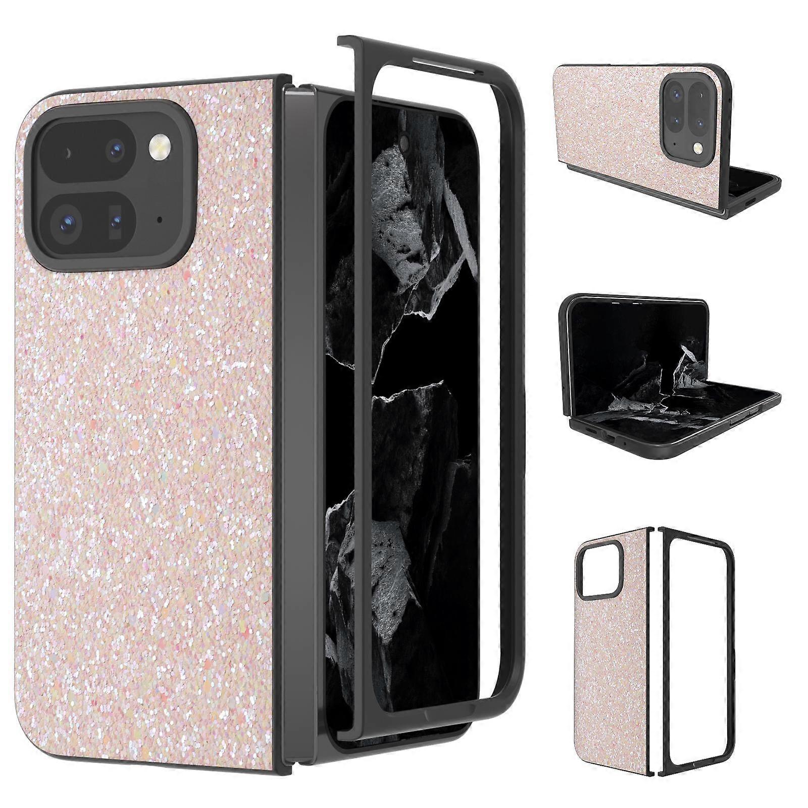 For Google Pixel 9 Pro Fold 5G Case Colored Glitter Leather+PC Phone Cover