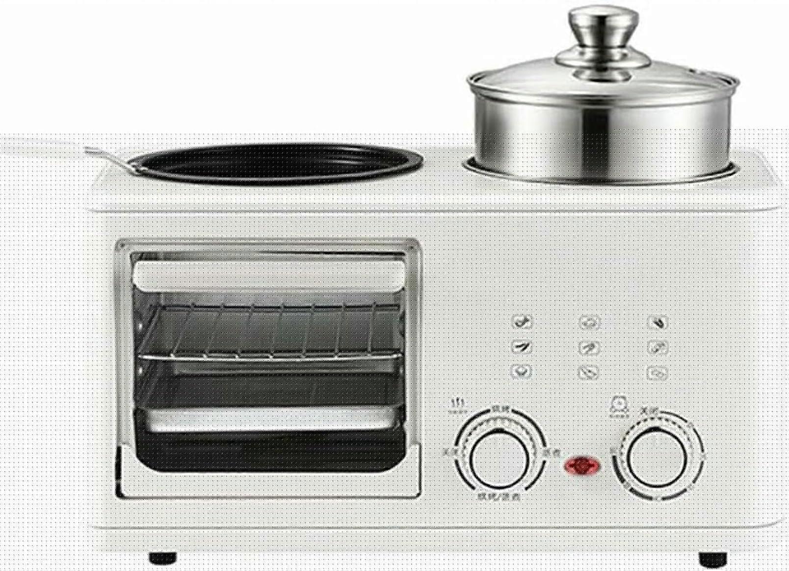 4in1 Breakfast Maker with Large Capacity, NonStick Pan, Stainless Steel, White