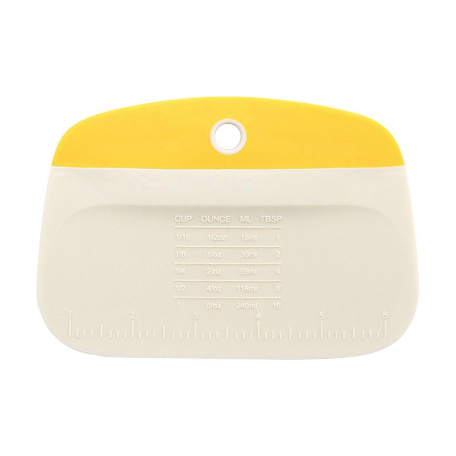 Dough Scraper with Precise Scale for Bread and Pizza, Flexible Plastic Bench Scraper Yellow