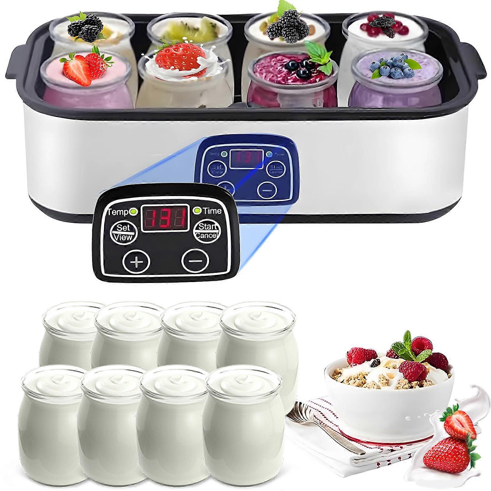 Electric Yogurt Maker with LCD, 1400ML 8 Cups, Automatic Temperature Control, 048H Timer