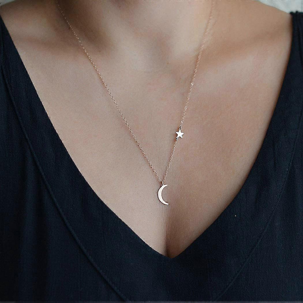 Silver Crescent Moon Necklace for Women Adjustable Chain Versatile Design GiftReady Packaging