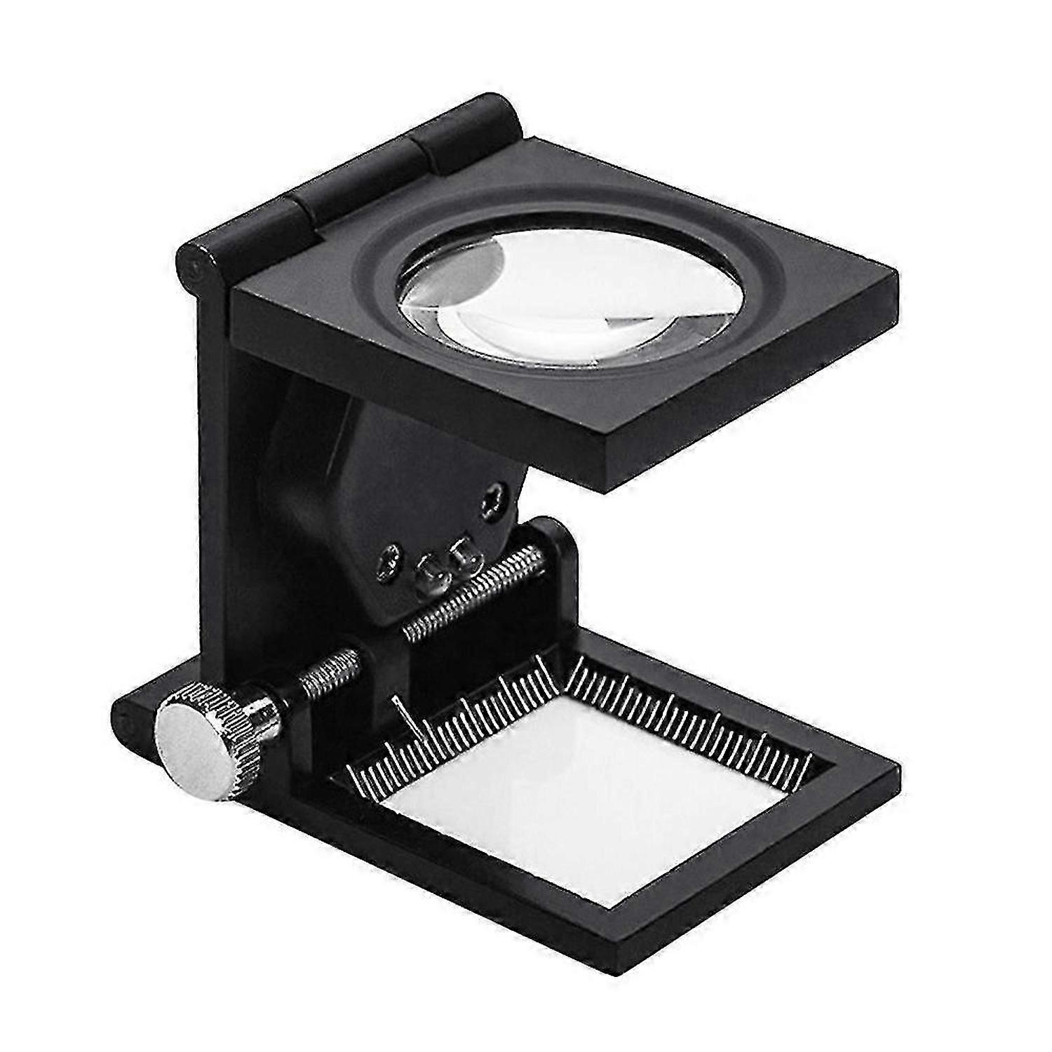 10X Foldable 2 LED Light Magnifier Magnifying Glass Lens Scale Pointer Loupe