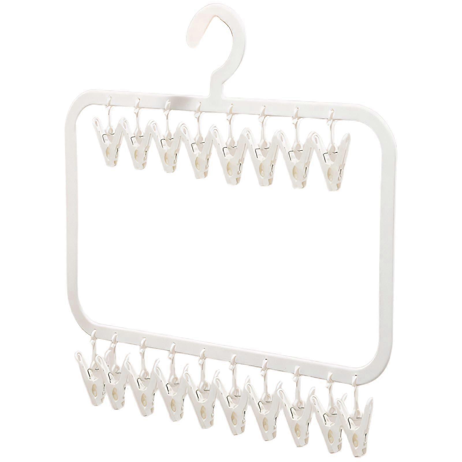 Clothes Drying Rack with 18 AntiSlip Clips, Compact Laundry Hanger for Socks and Small Garments