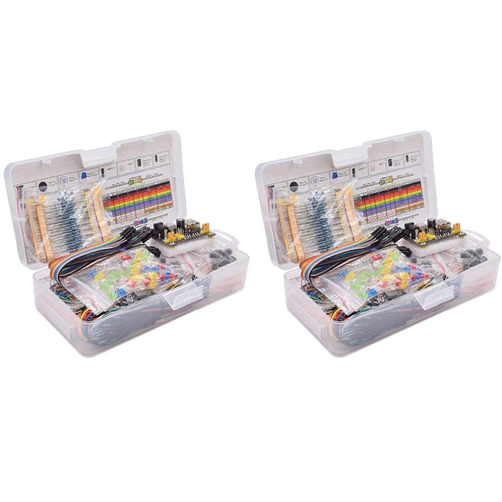 2X Breadboard Set Electronics Component Starter DIY Kit with Plastic Box for Arduino UNO R3 Component Package
